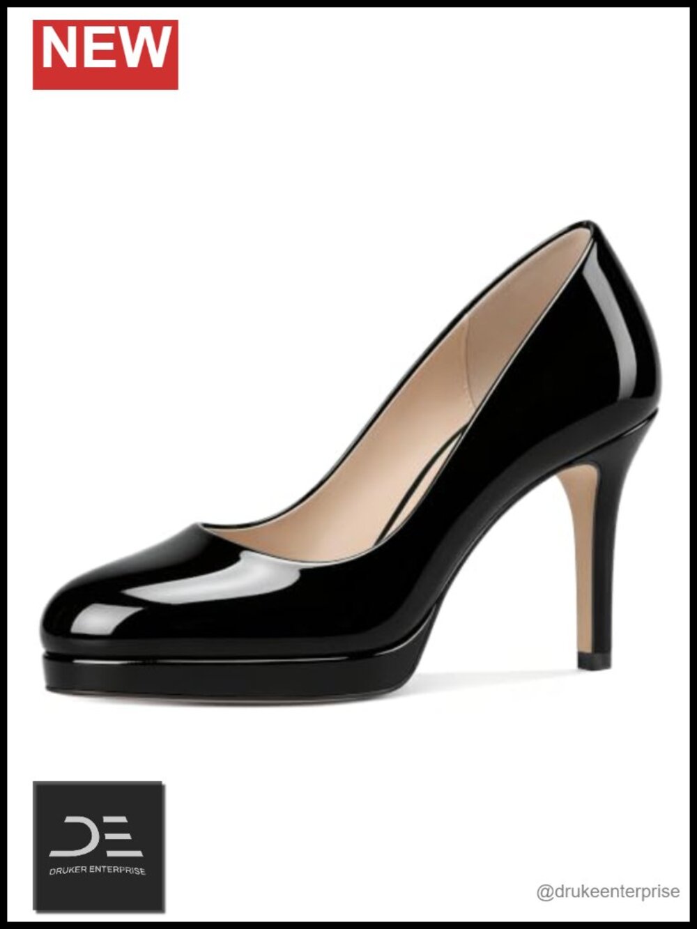 Women's Platform Pumps Faux Leather Closed Toe Heels Slip On Comfortable